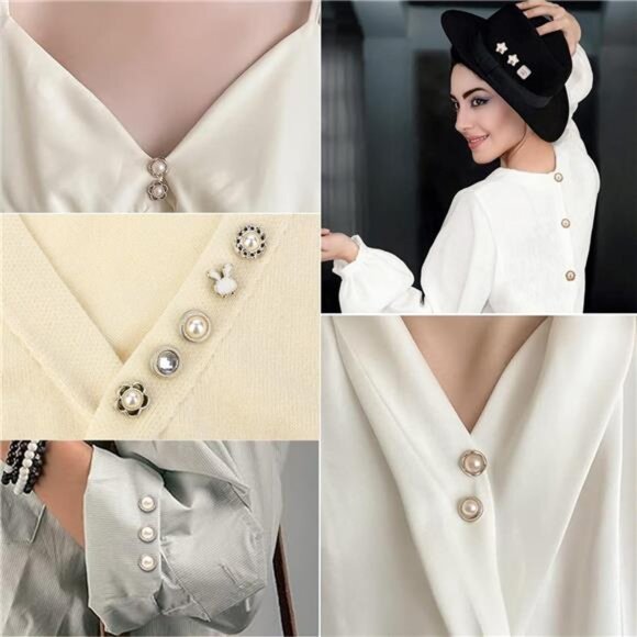 100 Sets Pearl Brooch Buttons, No Sew Instant Removable Reusable Cover Up - Picture 5 of 7